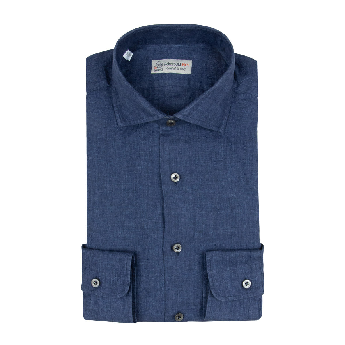 Robert Old - Navy Blue Italian Linen Long Sleeve Shirt L/S SHIRTS Robert Old