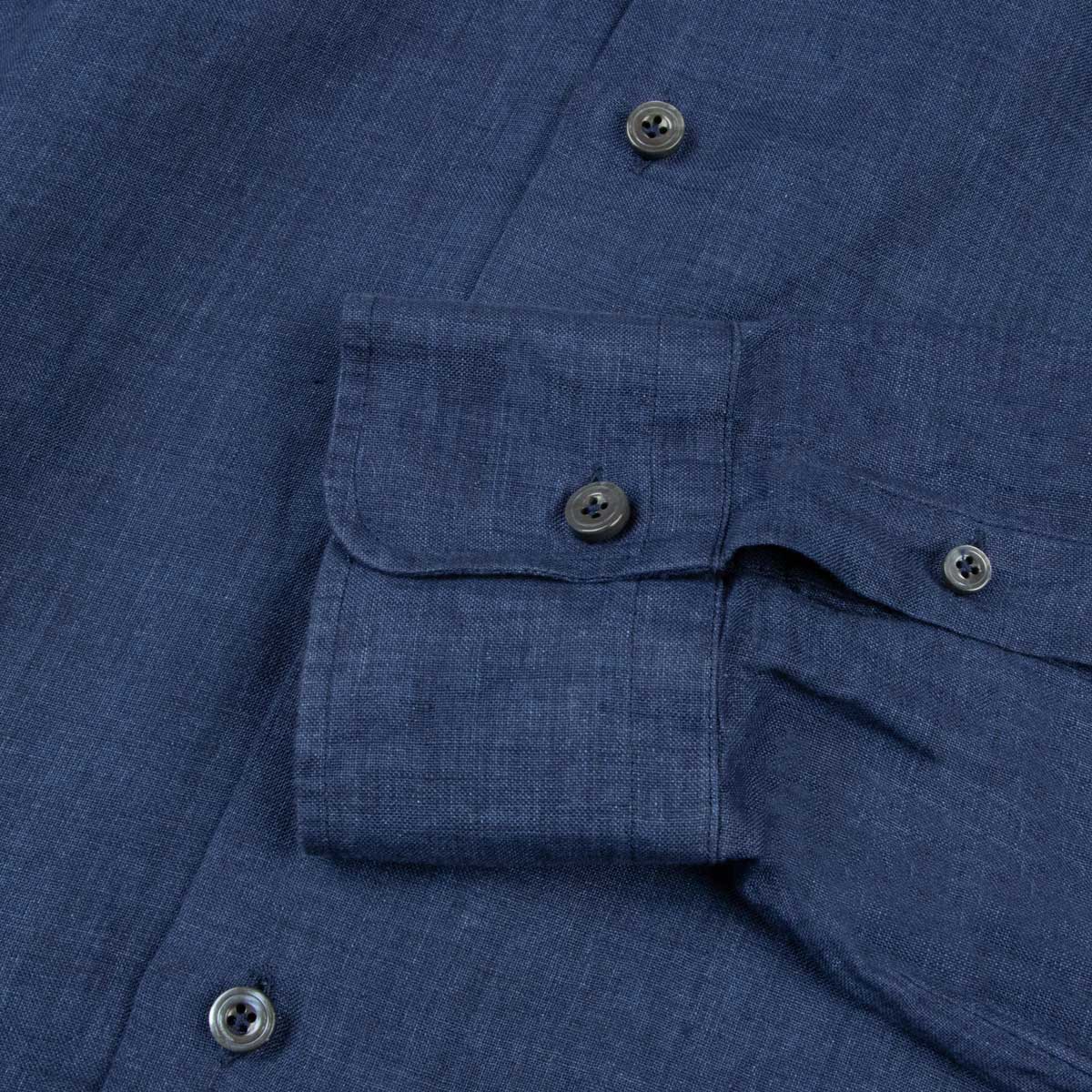 Robert Old - Navy Blue Italian Linen Long Sleeve Shirt L/S SHIRTS Robert Old