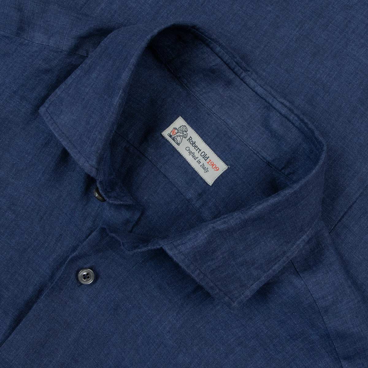 Robert Old - Navy Blue Italian Linen Long Sleeve Shirt L/S SHIRTS Robert Old