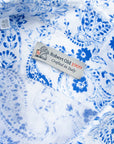 Robert Old - White & Blue Hand-Painted Floral Long Sleeve Linen Shirt L/S SHIRTS Robert Old
