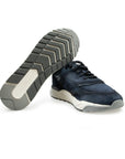 Santoni - Navy Suede Leather Sneakers SHOES Santoni