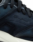 Santoni - Navy Suede Leather Sneakers SHOES Santoni