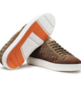 Santoni - Dark Brown Woven Suede Sneaker SHOES Santoni
