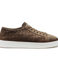 Santoni - Dark Brown Woven Suede Sneaker SHOES Santoni