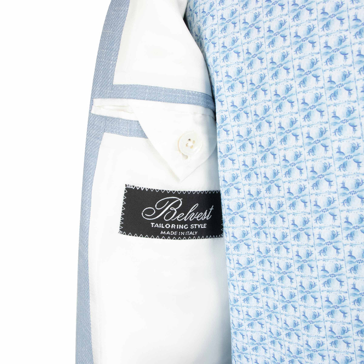 Belvest - Light Blue Check 'Natural Soft' Wool, Silk &amp; Linen Jacket JACKETS Belvest