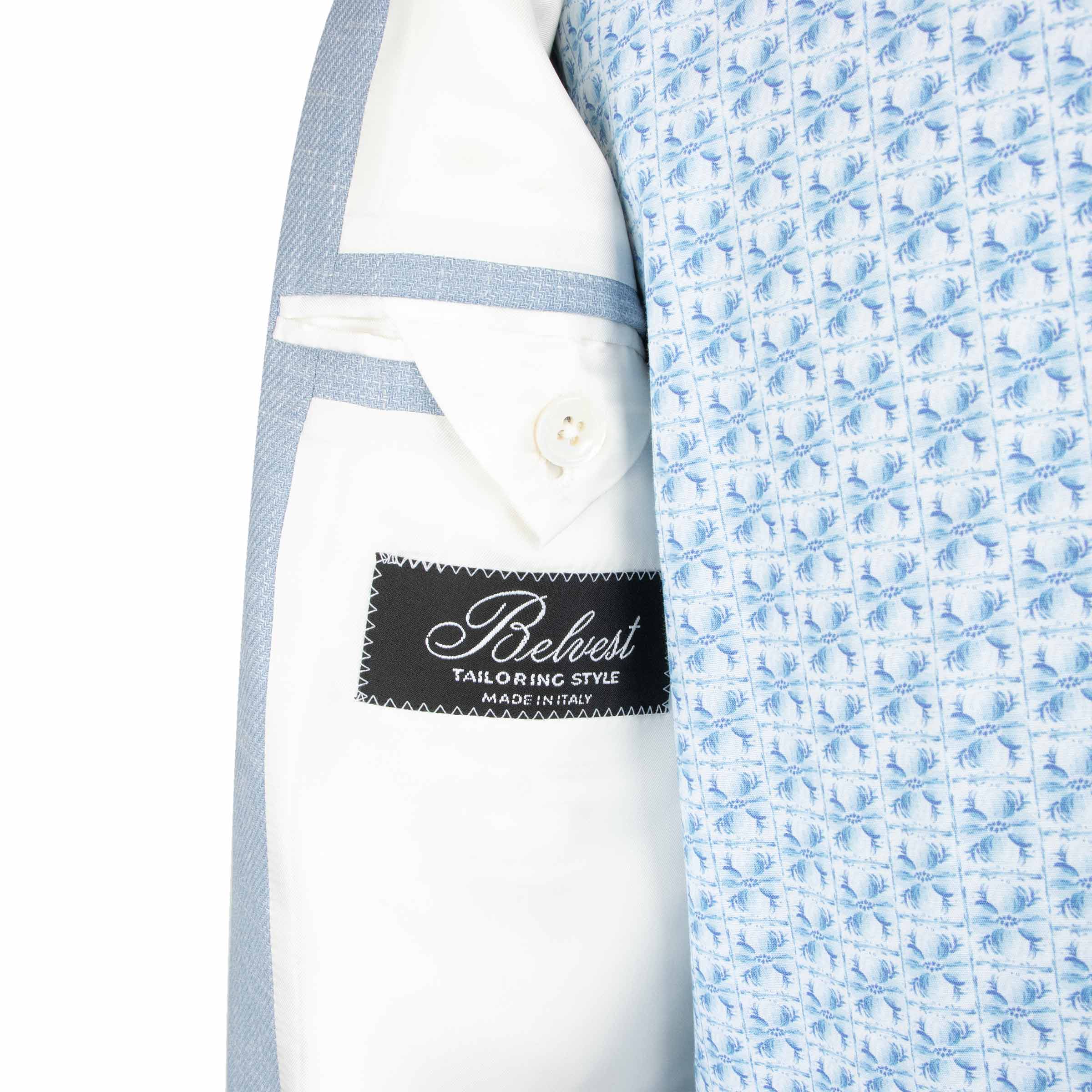 Belvest - Light Blue Check 'Natural Soft' Wool, Silk &amp; Linen Jacket JACKETS Belvest