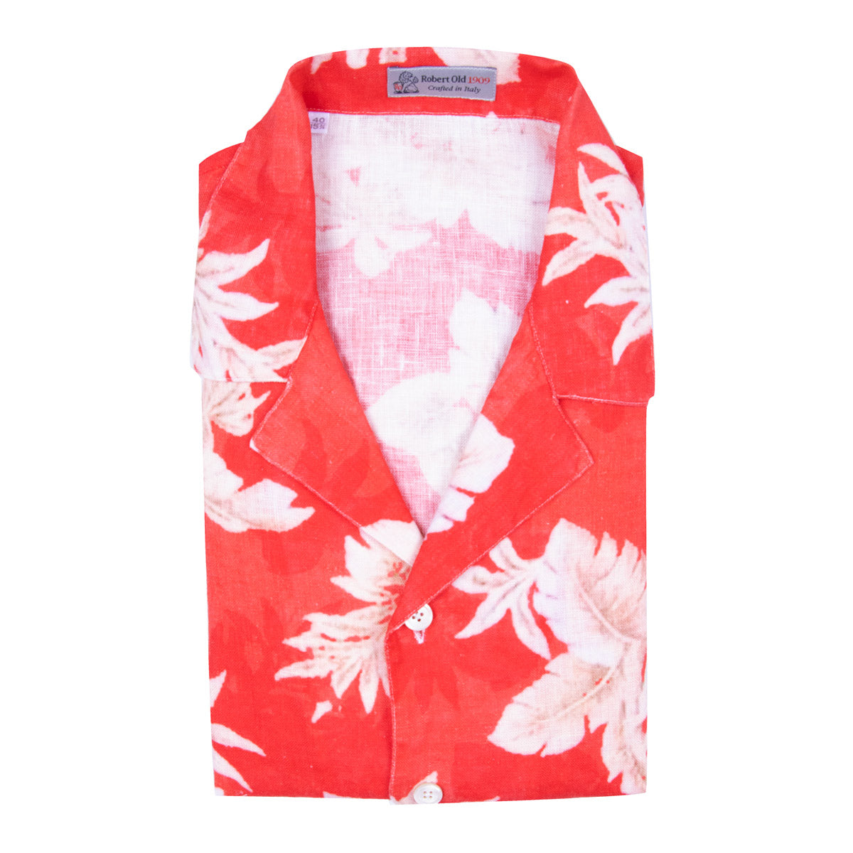 Robert Old - Red Floral Print 100% Linen Resort Shirt S/S SHIRTS Robert Old