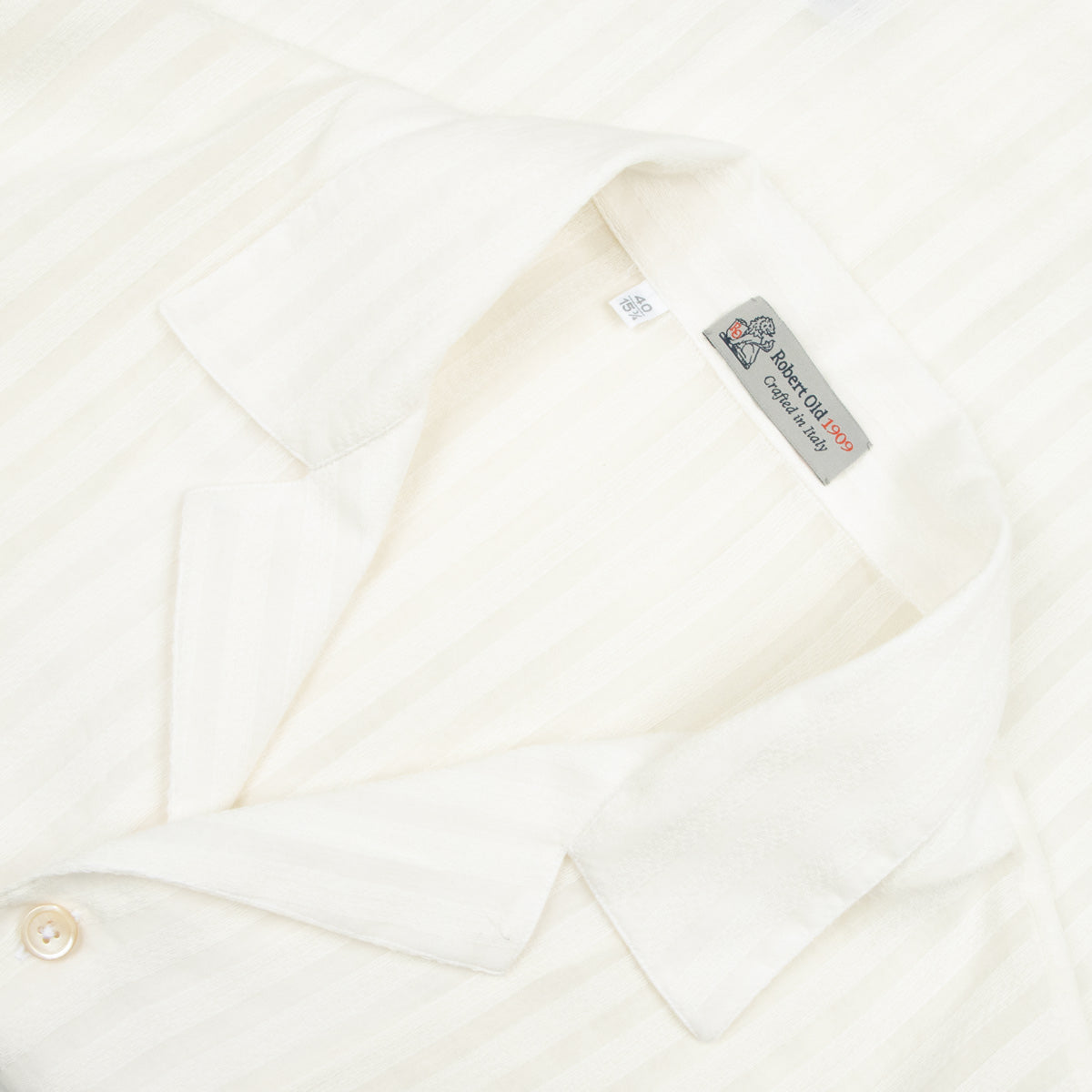 Robert Old - Cream Striped Cotton Resort Shirt S/S SHIRTS Robert Old