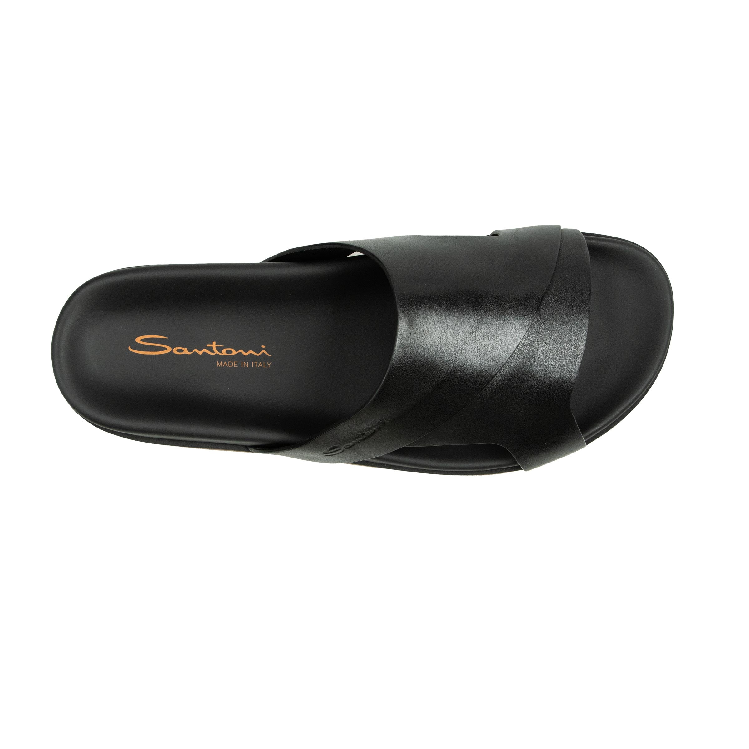 Santoni - Black Crossover-strap Leather Sandals SHOES Santoni
