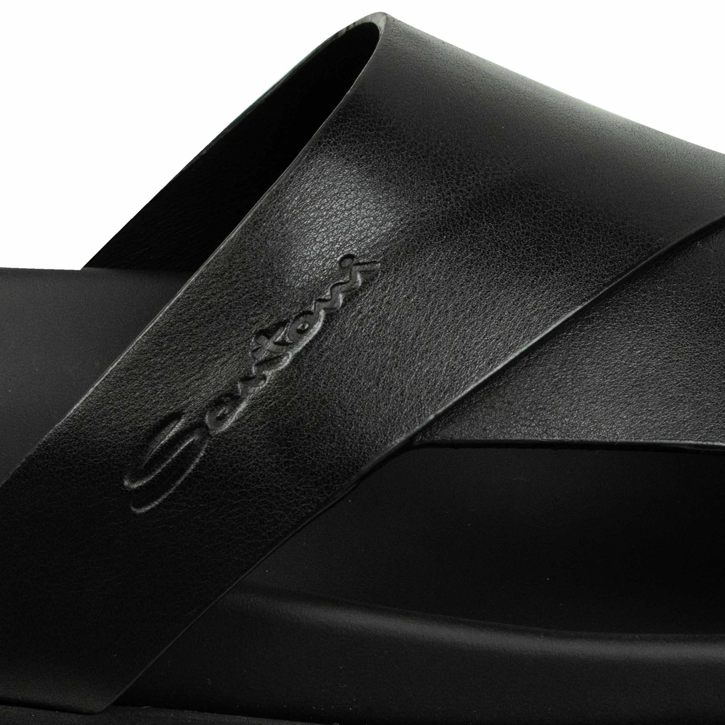 Santoni - Black Crossover-strap Leather Sandals SHOES Santoni