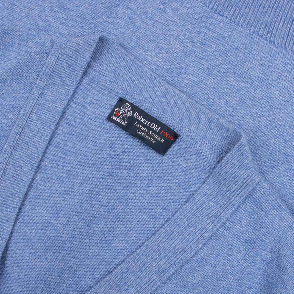 Robert Old - Azzuro Blue Mallaig 4ply Cashmere Cardigan CASHMERE Robert Old
