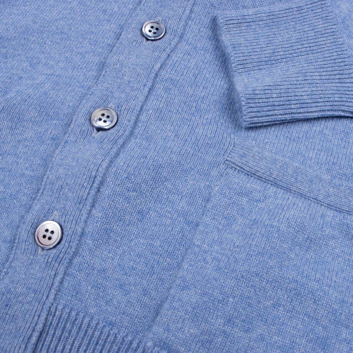 Robert Old - Azzuro Blue Mallaig 4ply Cashmere Cardigan CASHMERE Robert Old