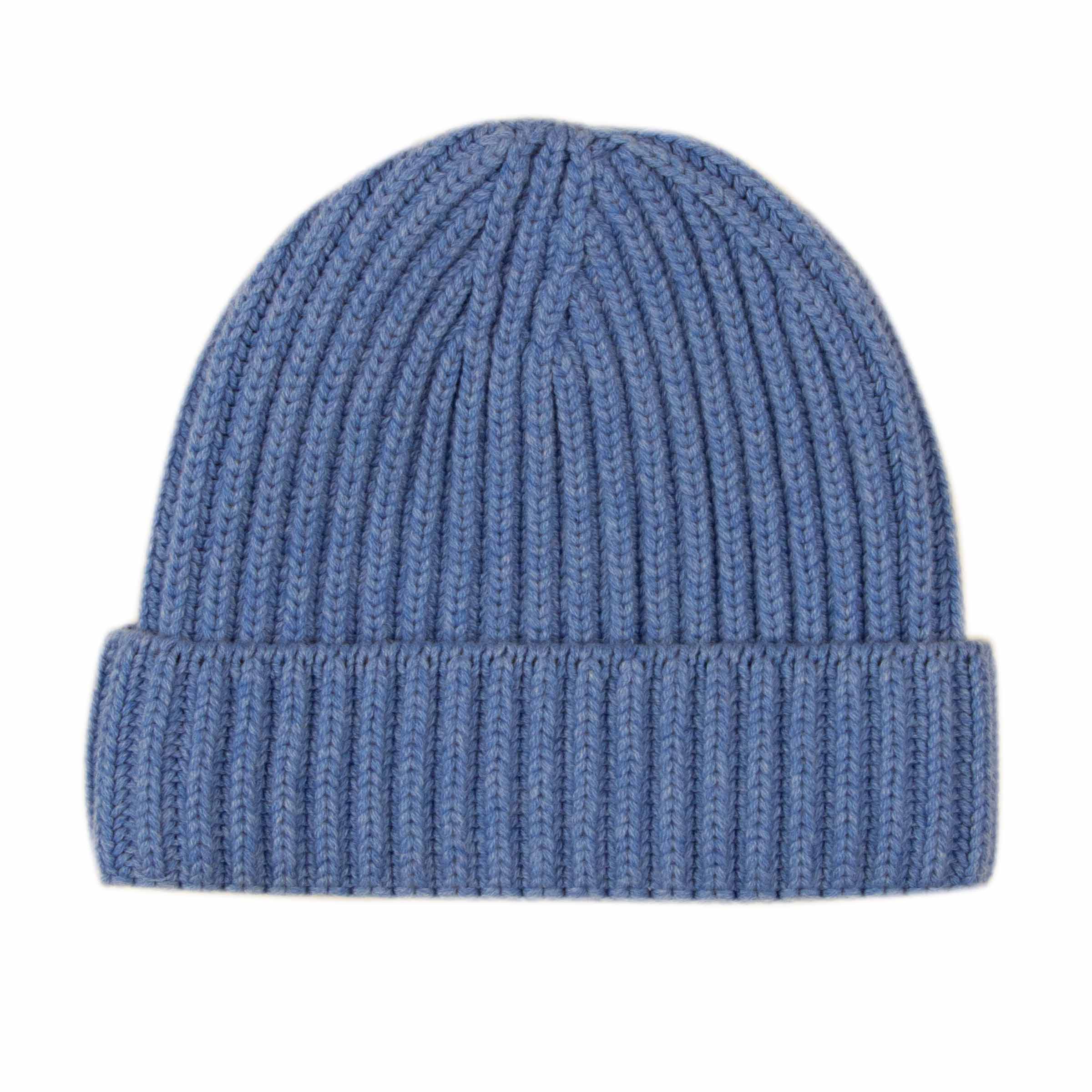 Robert Old - Fisherman Knit 8ply Cashmere Hat - Azzuro Blue CAPS & HATS Robert Old