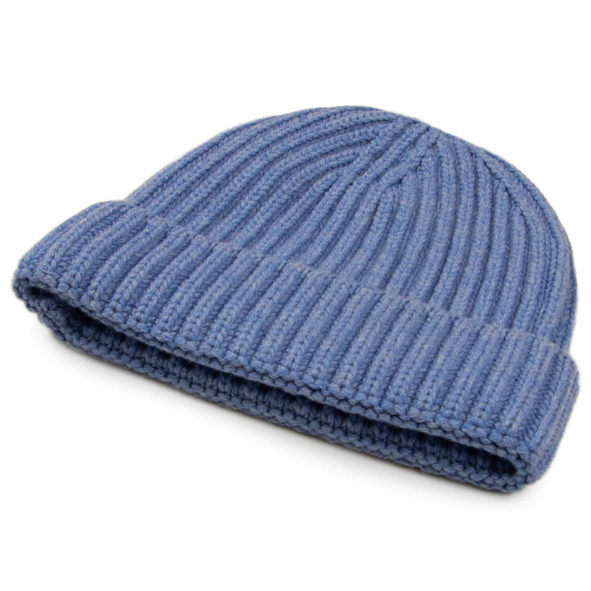 Fisherman Knit 8ply Cashmere Hat - Azzuro Blue CAPS & HATS Robert Old