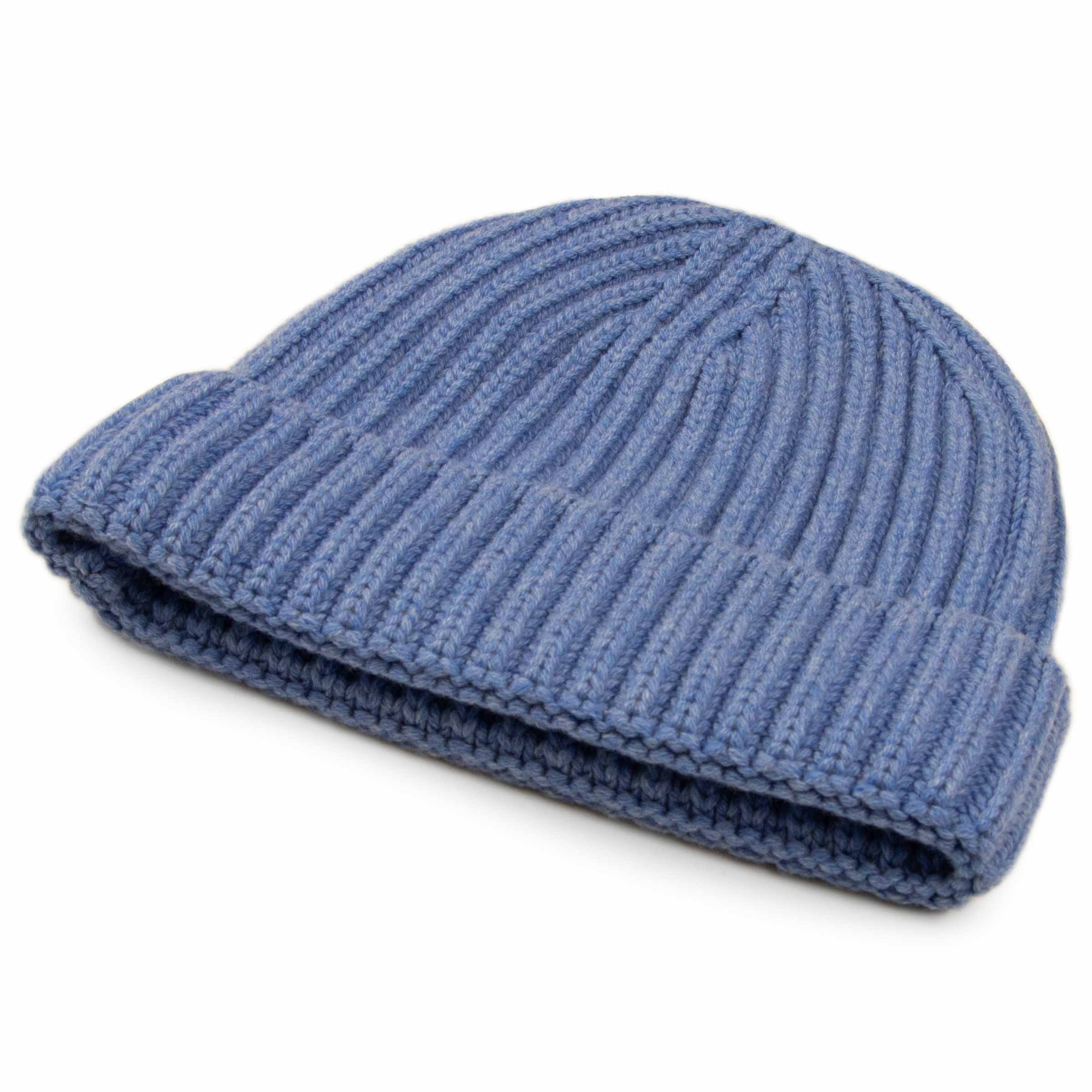 Robert Old - Fisherman Knit 8ply Cashmere Hat - Azzuro Blue CAPS & HATS Robert Old