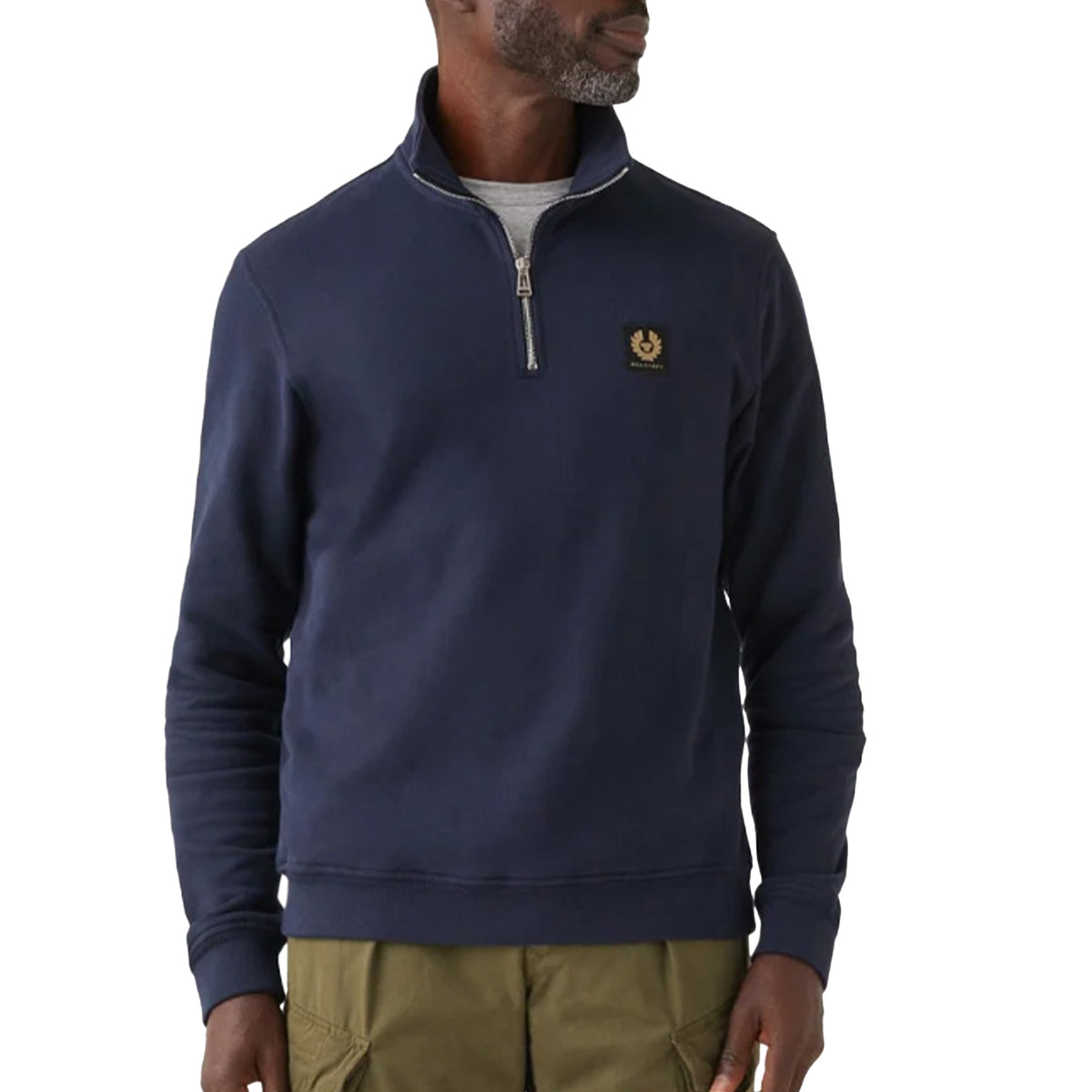 Belstaff - Dark Ink Organic Cotton Quarter Zip Sweater SWEATS Belstaff