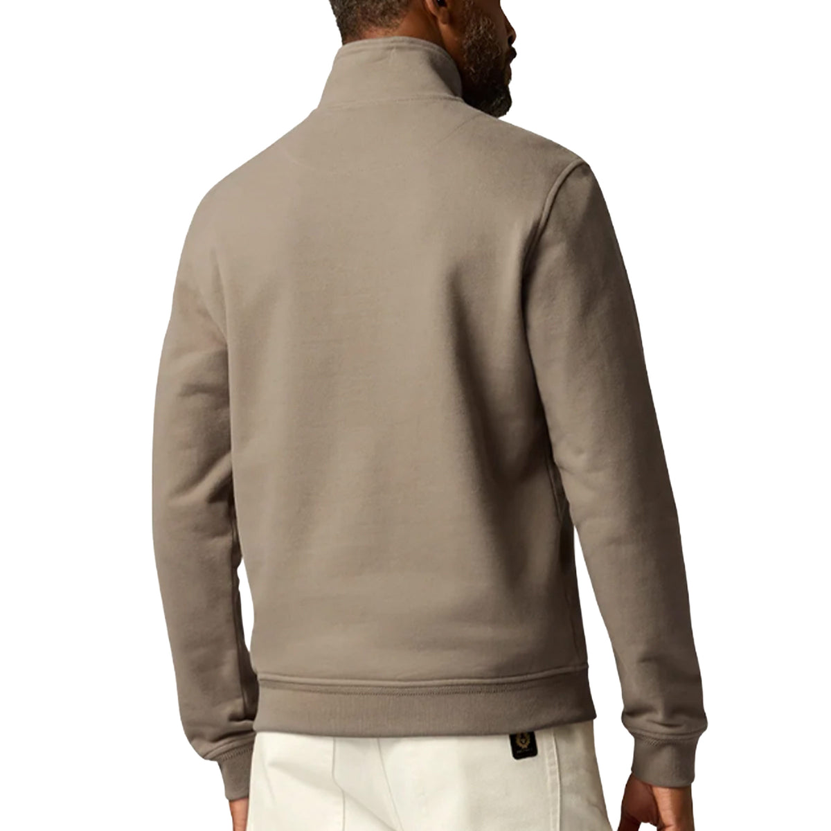 Belstaff - Dusty Taupe Organic Cotton Quarter Zip Sweater SWEATS Belstaff
