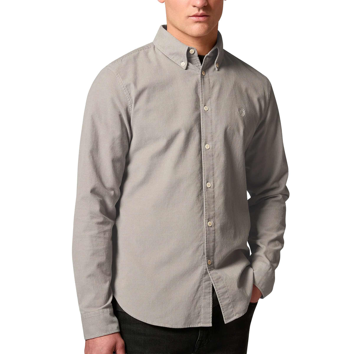 Belstaff - Concrete Grey Street Cotton Corduroy Oxford Shirt L/S SHIRTS Belstaff
