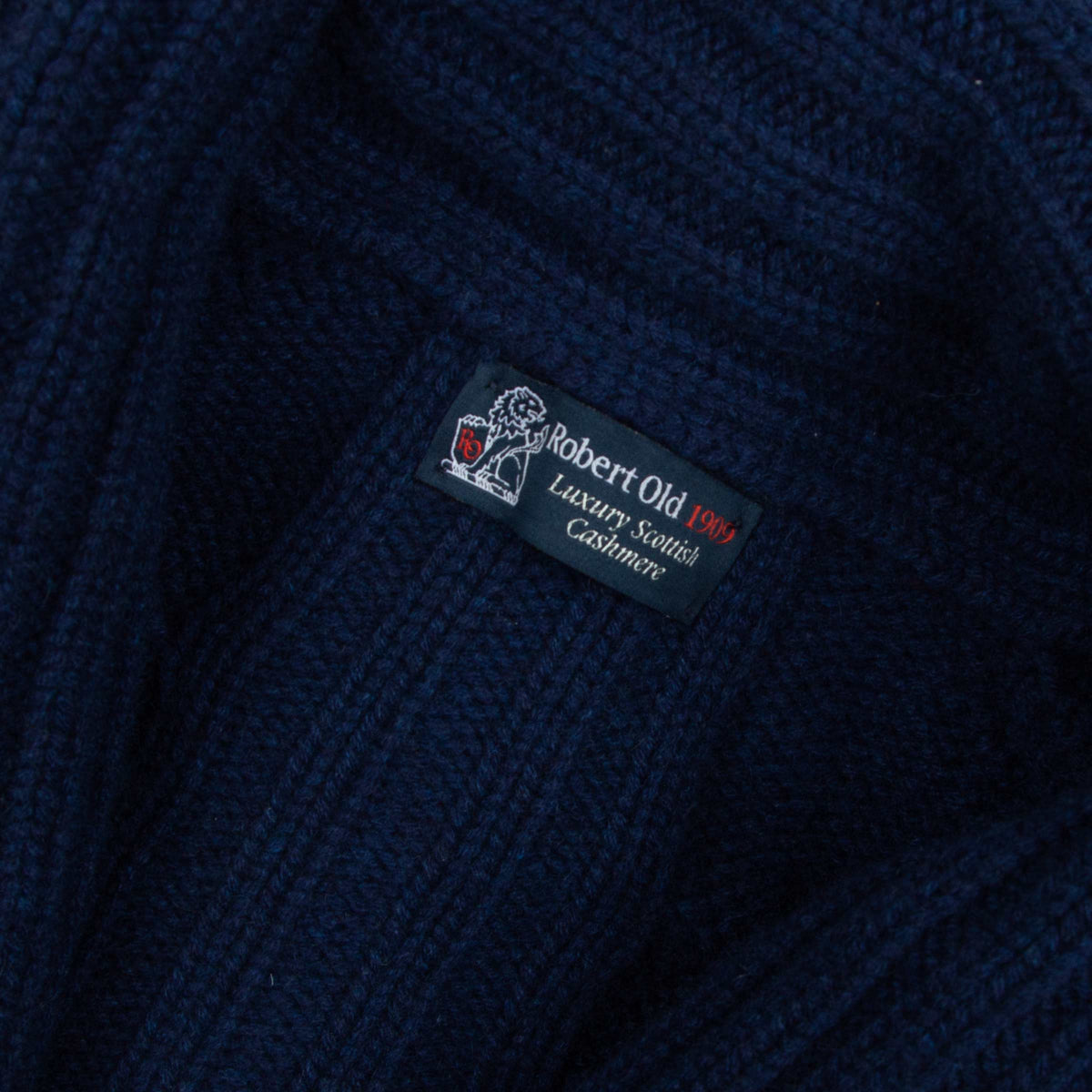 Inchiostro Blue Balmour 8Ply Shawl Collar Cable Cashmere Cardigan CASHMERE Robert Old