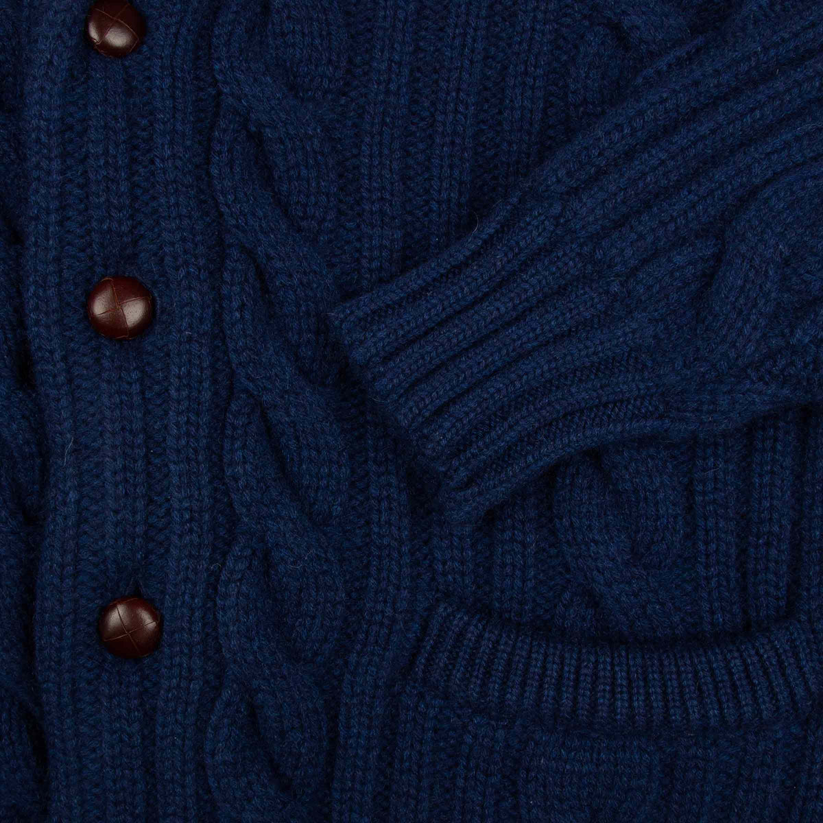 Inchiostro Blue Balmour 8Ply Shawl Collar Cable Cashmere Cardigan CASHMERE Robert Old