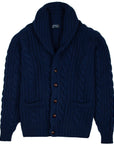 Inchiostro Blue Balmour 8Ply Shawl Collar Cable Cashmere Cardigan CASHMERE Robert Old