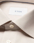Eton - Beige Houndstooth Signature Twill Slim Fit Shirt L/S SHIRTS Eton