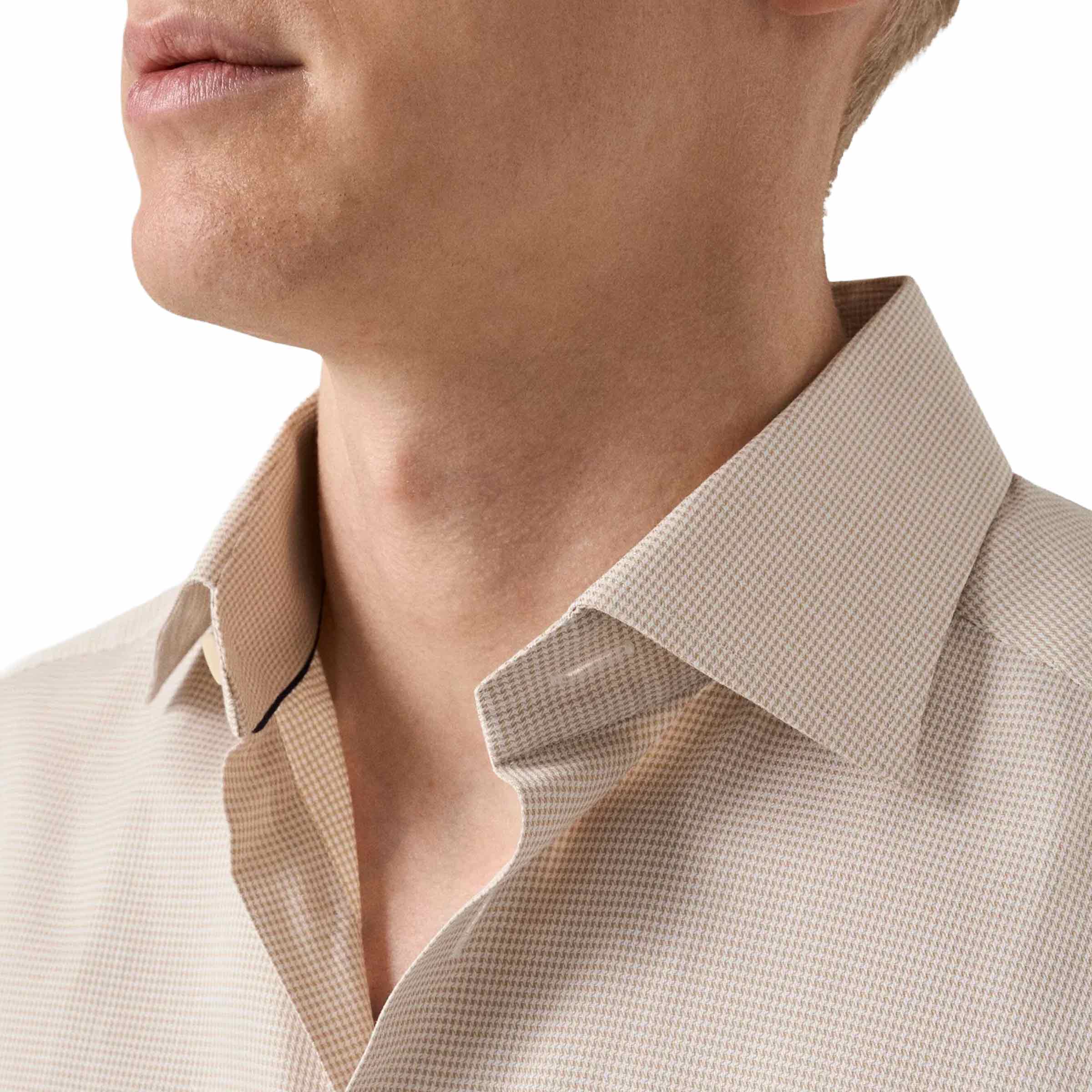 Eton - Beige Houndstooth Signature Twill Slim Fit Shirt L/S SHIRTS Eton