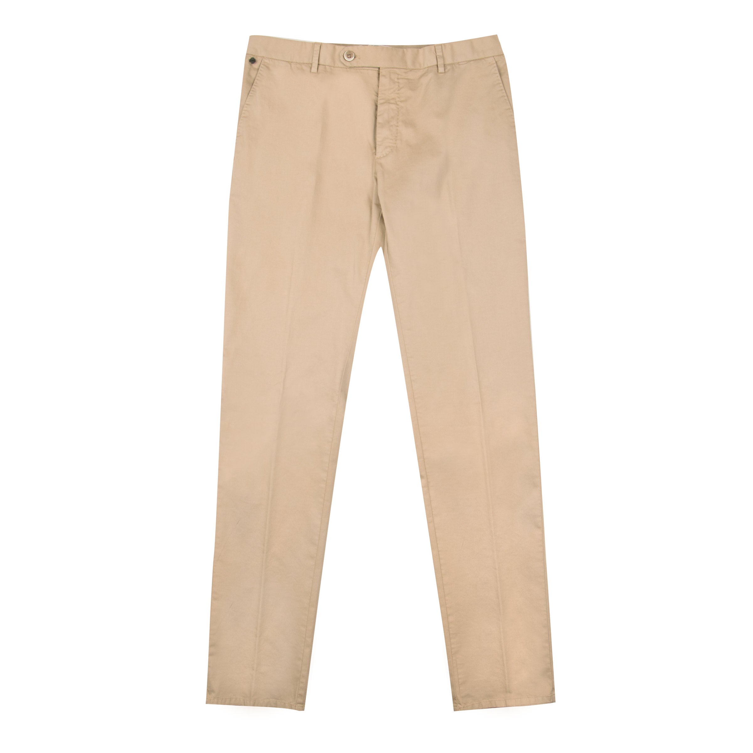 Beige Stretch Cotton Twill Slim Fit Chinos CASUAL TROUSERS Robert Old