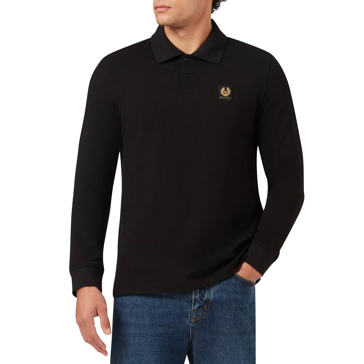 Belstaff - Black Cotton Long Sleeve Polo Shirt RUGBY/LS POLOS Belstaff
