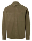 Belstaff - Khaki Green Outpost Cotton Herringbone Shirt L/S SHIRTS Belstaff