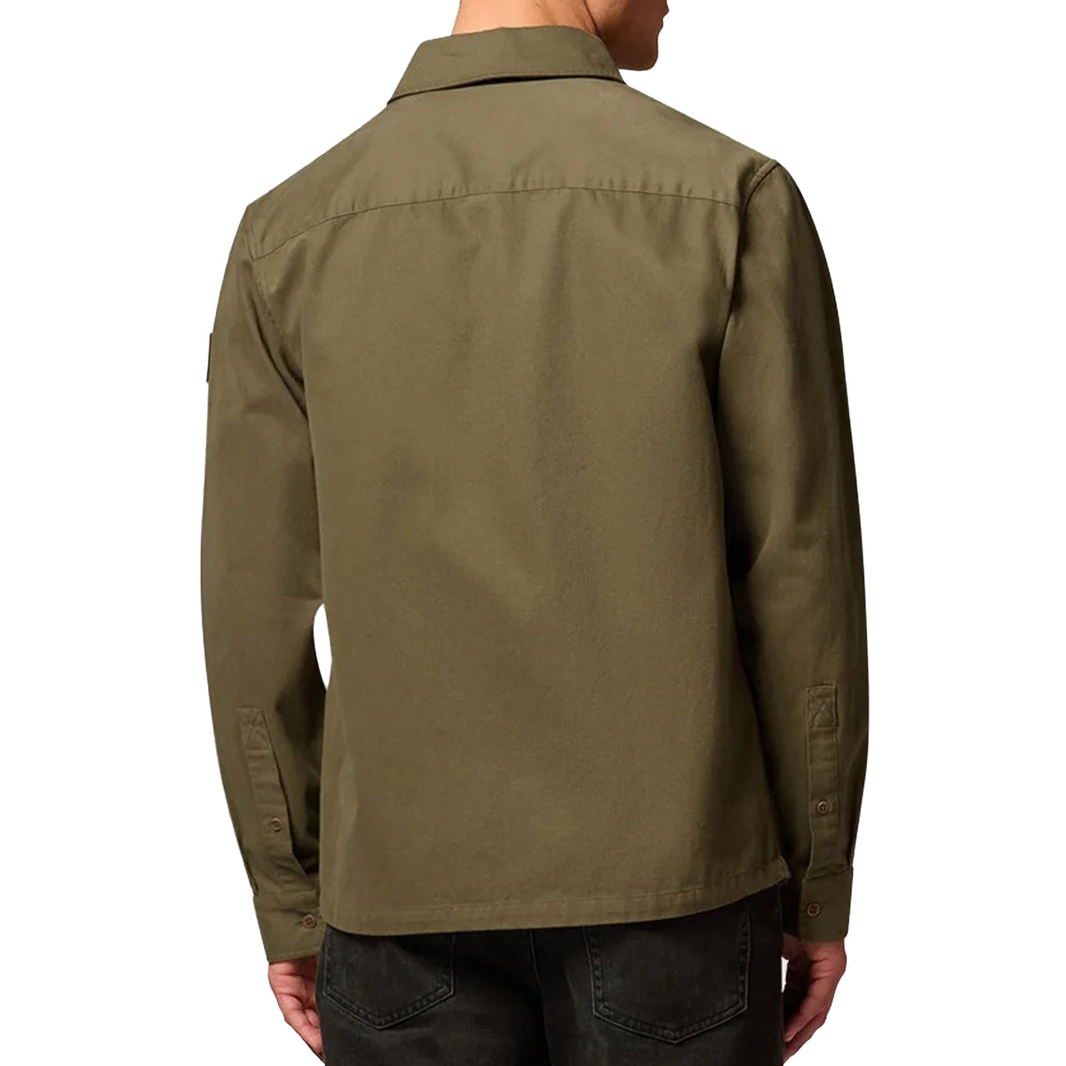 Belstaff - Khaki Green Outpost Cotton Herringbone Shirt L/S SHIRTS Belstaff