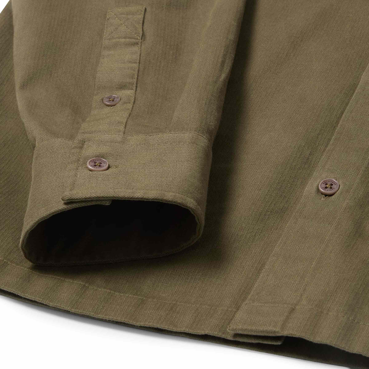 Belstaff - Khaki Green Outpost Cotton Herringbone Shirt L/S SHIRTS Belstaff