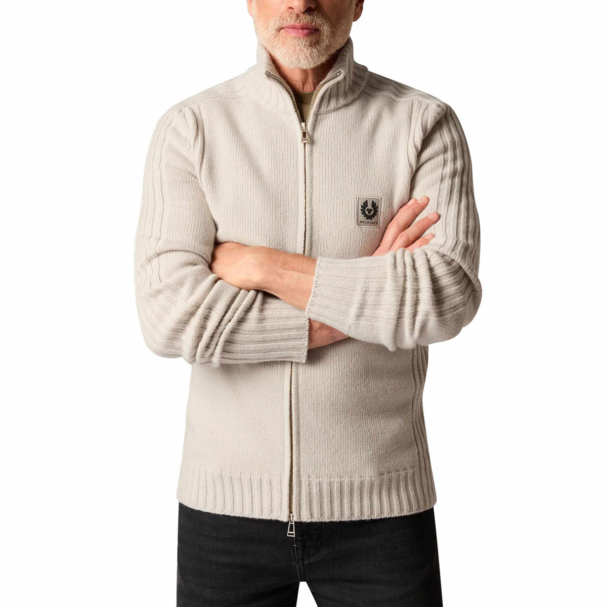 Belstaff - Pale Stone Watch Quarter Zip Lambswool Sweater KNITWEAR Belstaff