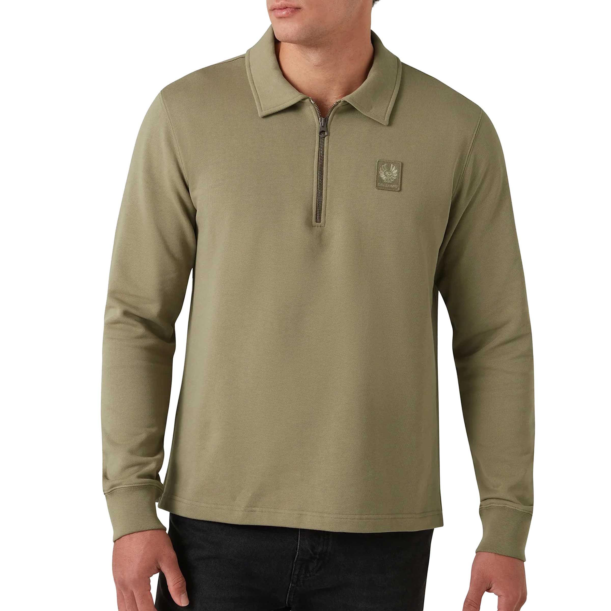 Belstaff - Fatigue Green Curator Supima CottonCollared Sweatshirt SWEATS Belstaff