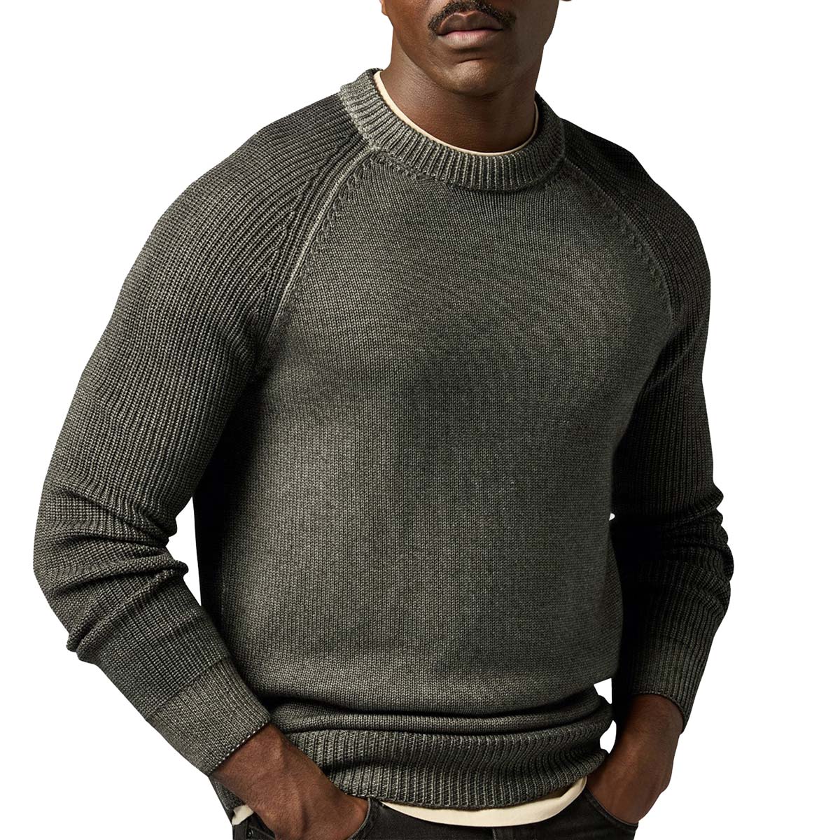 Belstaff - Khaki Green Aspect Merino Wool Crew Neck Sweater KNITWEAR Belstaff