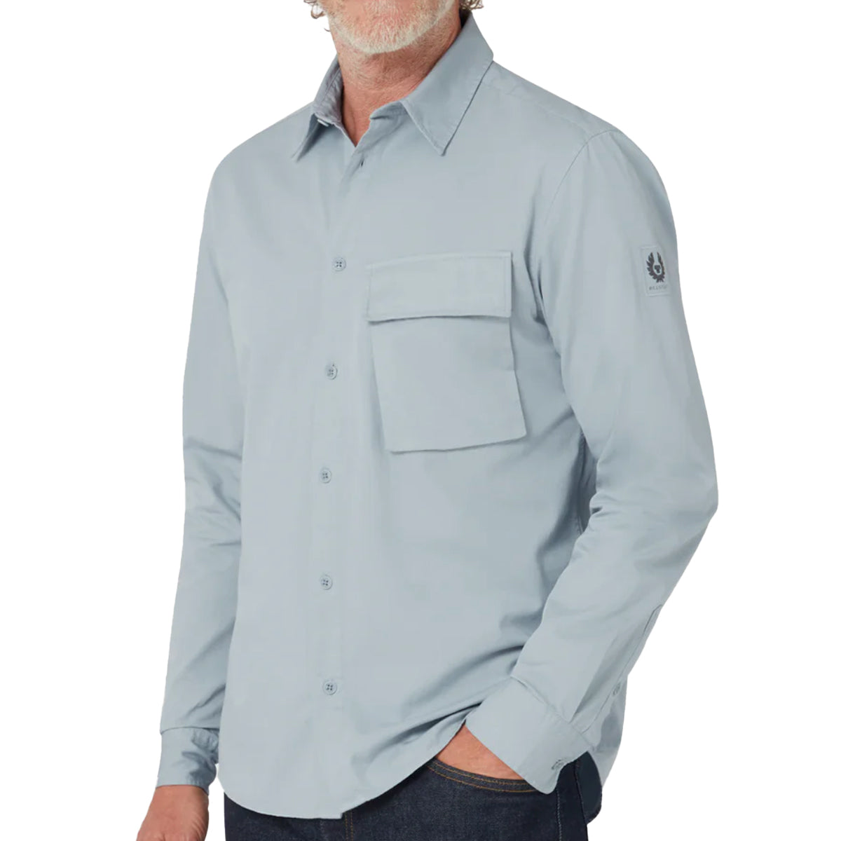 Belstaff - Quarry Blue Scale Cotton Long Sleeve Shirt L/S SHIRTS Belstaff