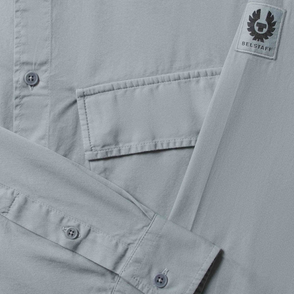 Belstaff - Quarry Blue Scale Cotton Long Sleeve Shirt L/S SHIRTS Belstaff