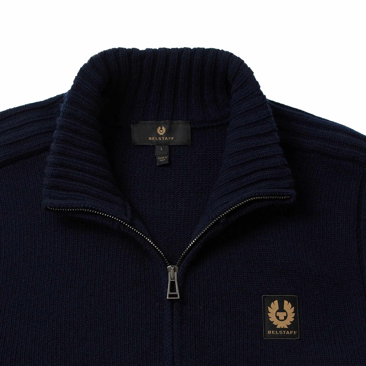 Belstaff - Dark Ink Watch Quarter Zip Lambswool Sweater KNITWEAR Belstaff