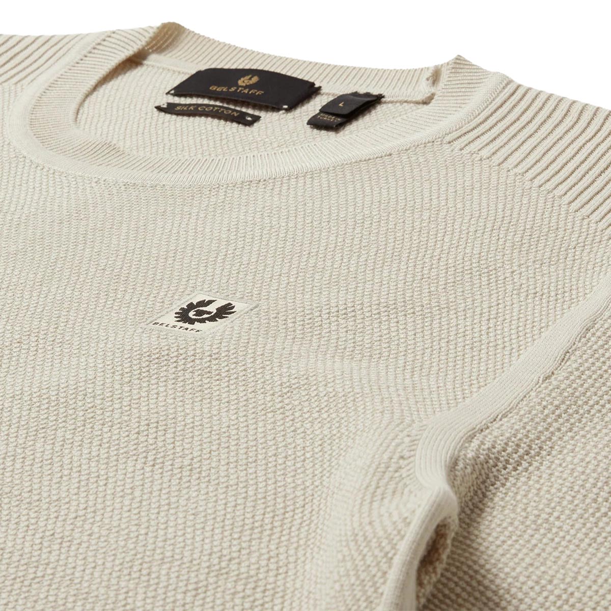 Belstaff - Silver Birch Coast Knitted Silk &amp; Cotton Jumper KNITWEAR Belstaff