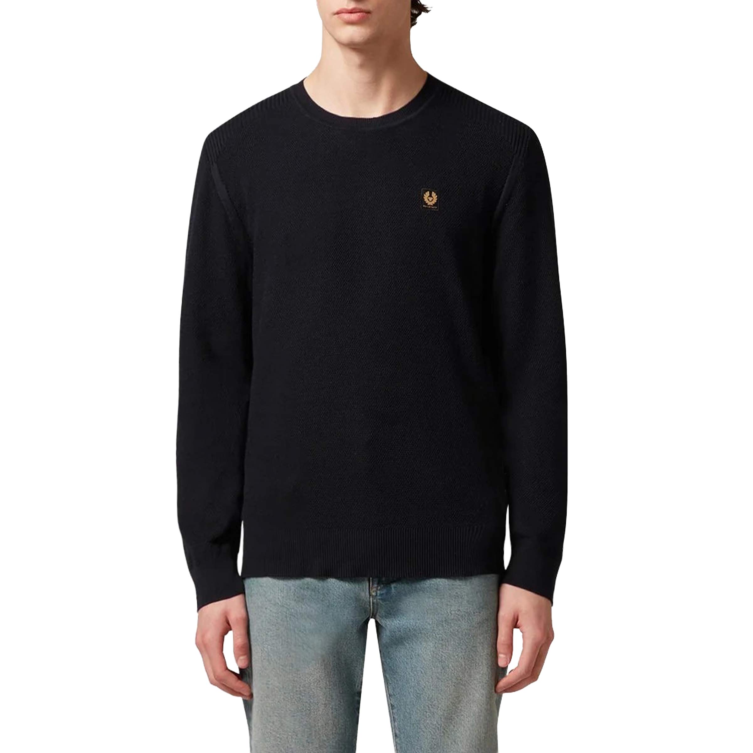 Belstaff - Dark Ink Coast Silk &amp; Cotton Blend Knitted Sweater KNITWEAR Belstaff