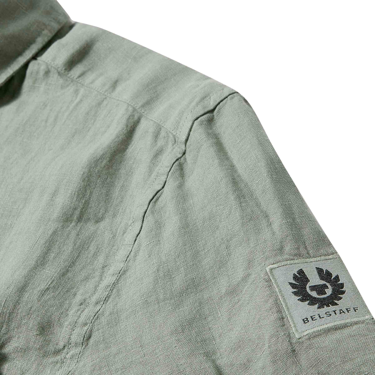 Belstaff - Lichen Green Garment Dyed Linen Scale Shirt S/S SHIRTS Belstaff