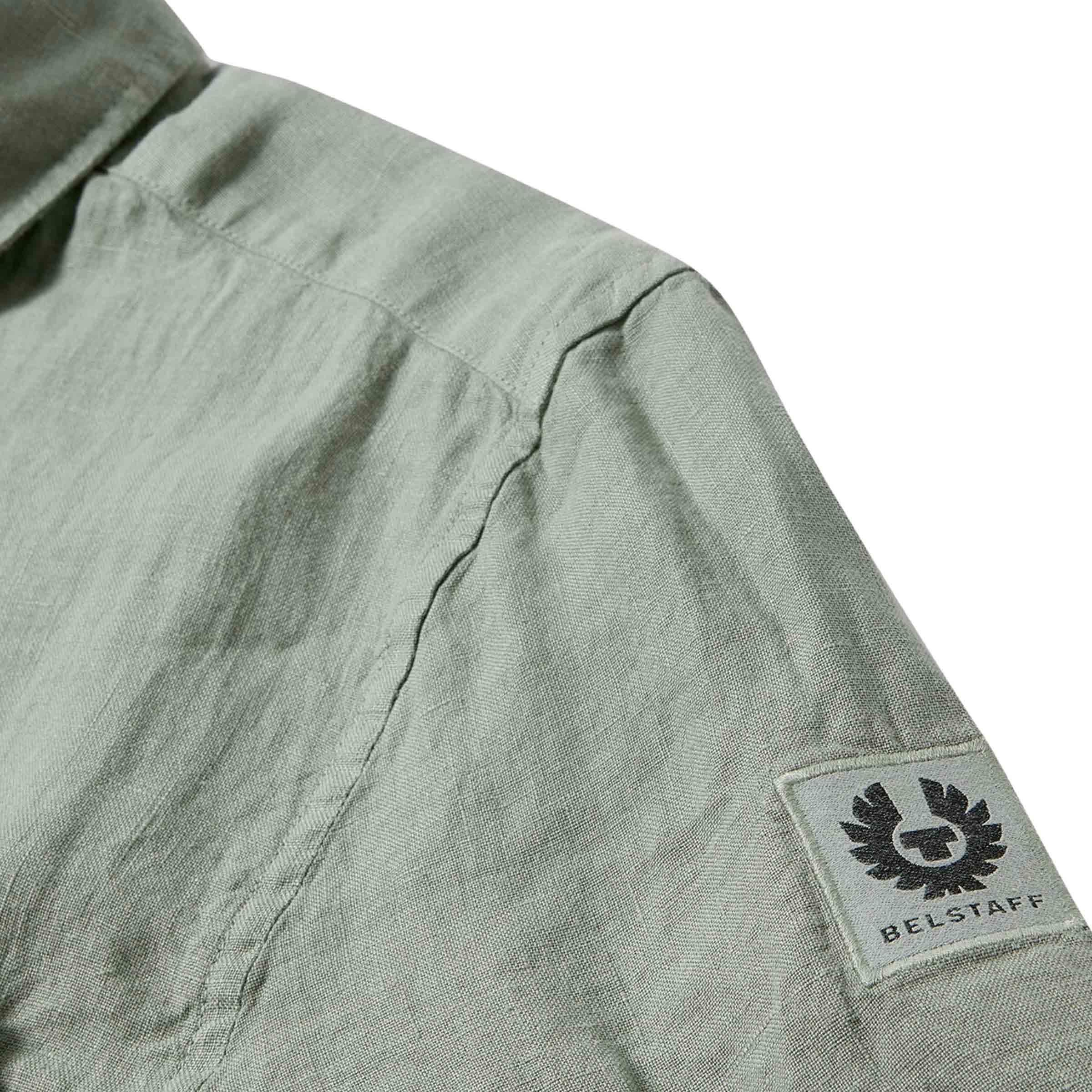 Belstaff - Lichen Green Garment Dyed Linen Scale Shirt