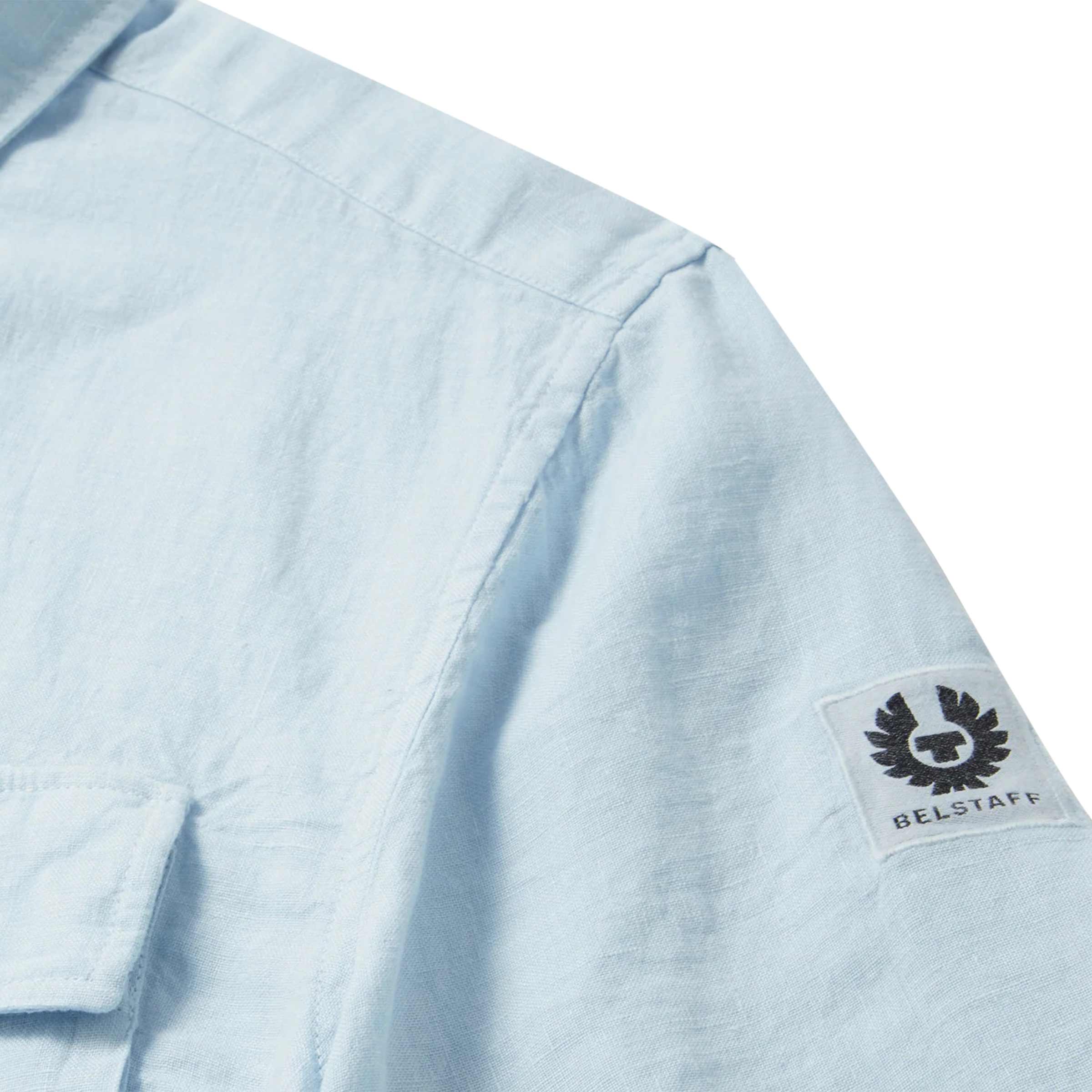Belstaff - Sky Blue Garment Dyed Linen Scale Shirt
