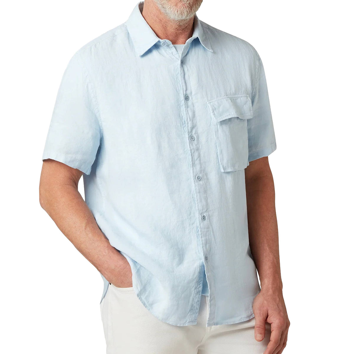 Belstaff - Sky Blue Garment Dyed Linen Scale Shirt S/S SHIRTS Belstaff