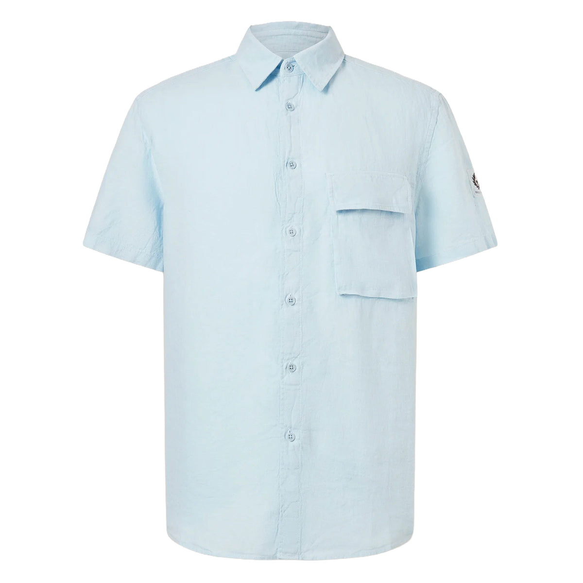 Belstaff - Sky Blue Garment Dyed Linen Scale Shirt S/S SHIRTS Belstaff