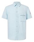 Belstaff - Sky Blue Garment Dyed Linen Scale Shirt