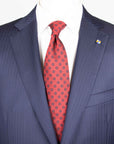 Belvest - Navy Blue Herringbone 'CEO' Handcrafted Pure Wool Suit