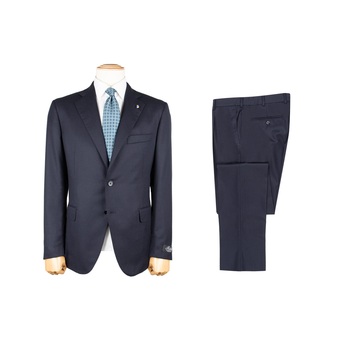 Belvest - Navy 'Natural Soft' Handcrafted Super 120s Wool Suit SUITS Belvest