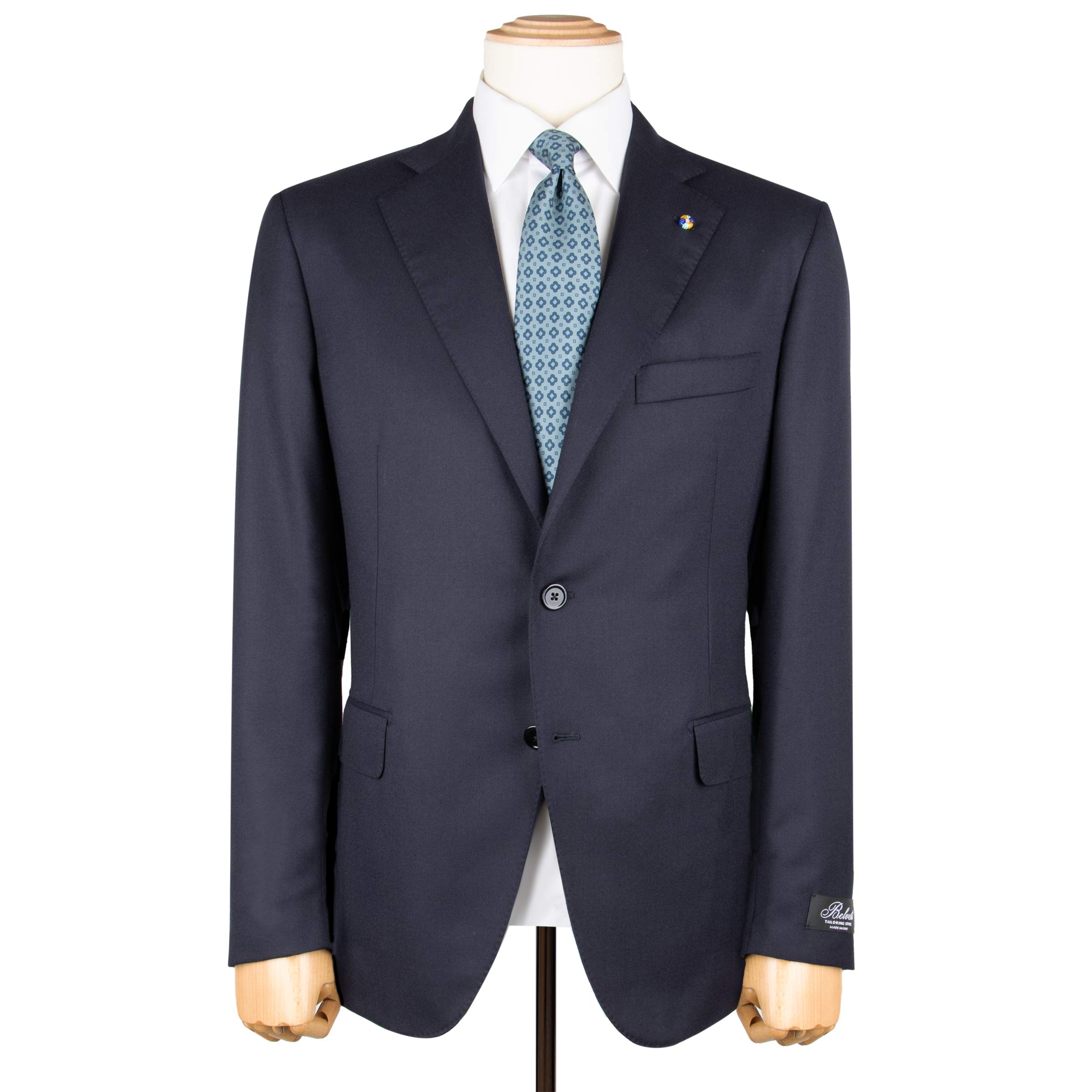 Belvest - Navy 'Natural Soft' Handcrafted Super 120s Wool Suit SUITS Belvest