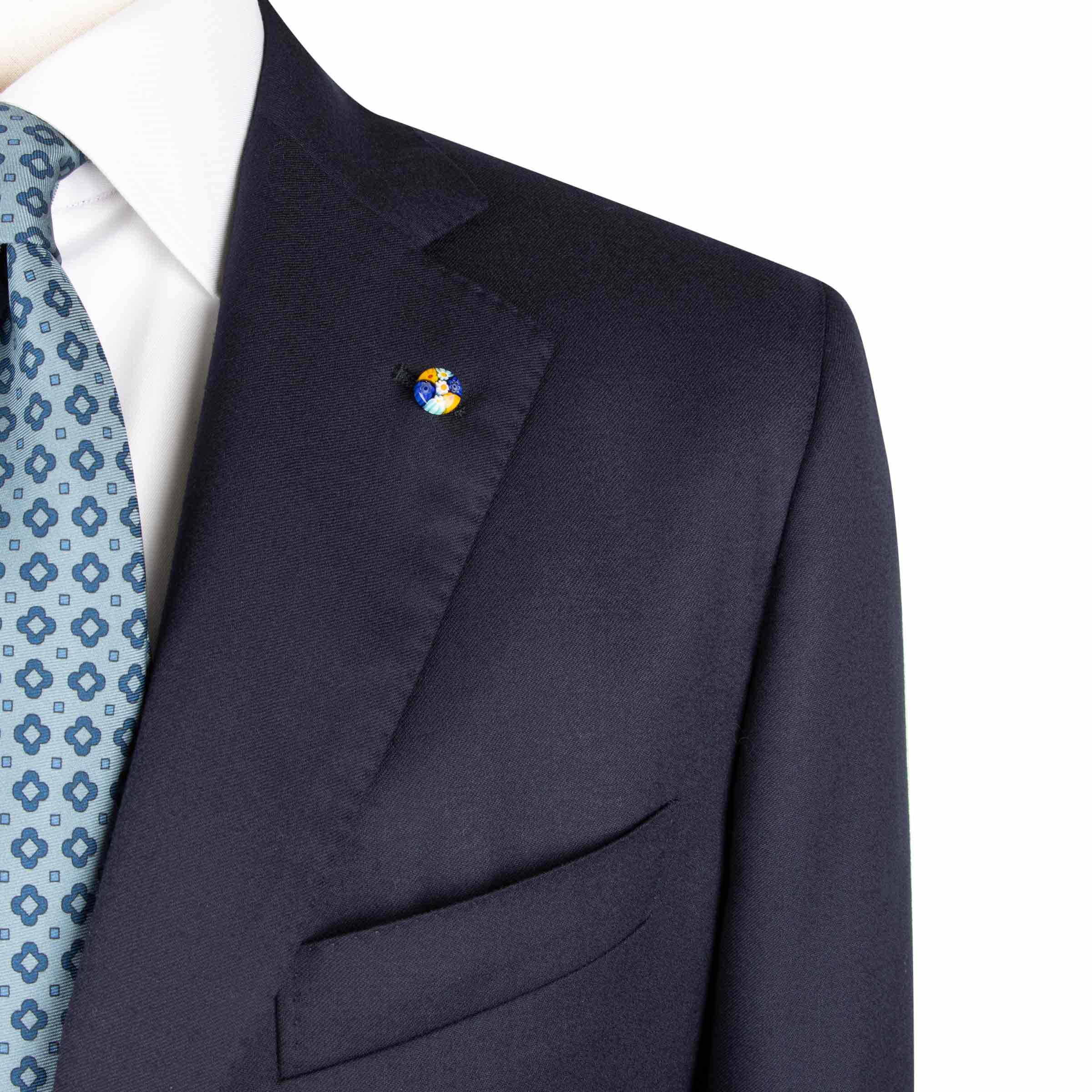 Belvest - Navy 'Natural Soft' Handcrafted Super 120s Wool Suit SUITS Belvest